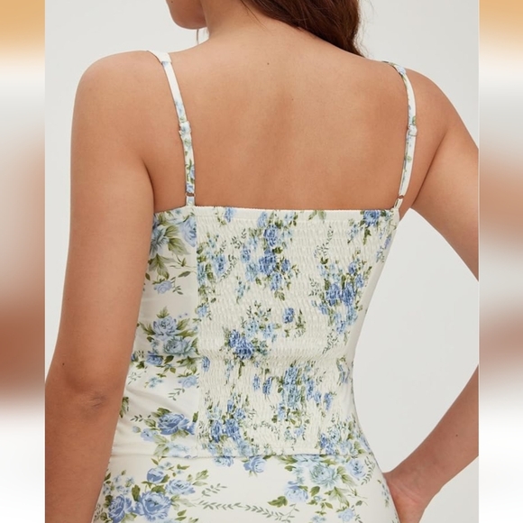 Cider Cream Maxi Skirt with Blue Floral Print - Picture 4 of 6